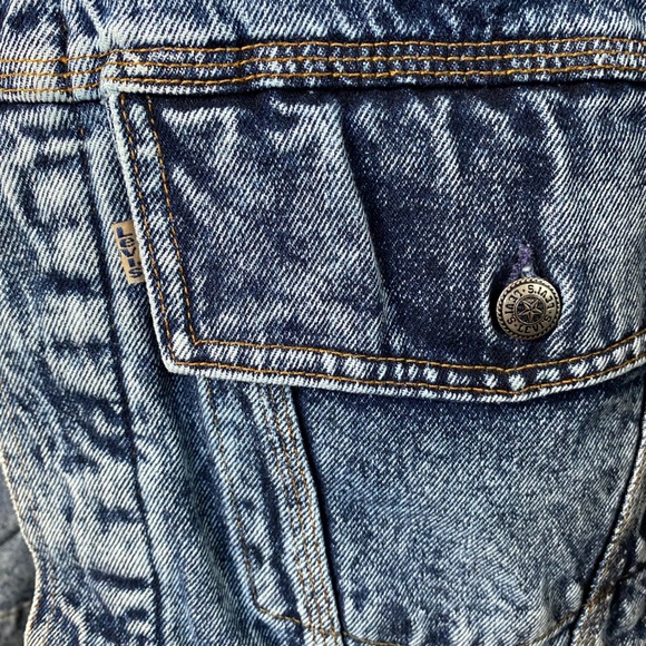 Vintage Levi's Mens Acid Wash Denim Jacket Large Corduroy Collar Bomber 80's USA - Picture 3 of 13